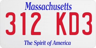 MA license plate 312KD3