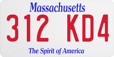 MA license plate 312KD4