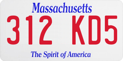 MA license plate 312KD5
