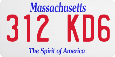 MA license plate 312KD6