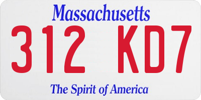 MA license plate 312KD7