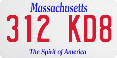 MA license plate 312KD8