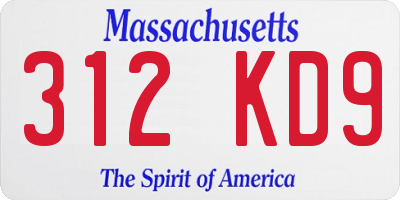 MA license plate 312KD9