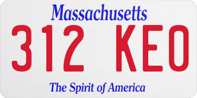 MA license plate 312KE0