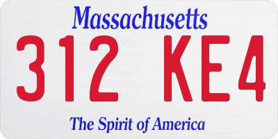 MA license plate 312KE4