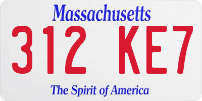 MA license plate 312KE7