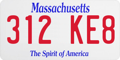 MA license plate 312KE8