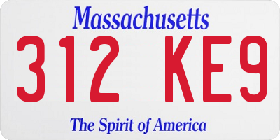 MA license plate 312KE9