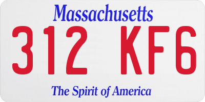 MA license plate 312KF6
