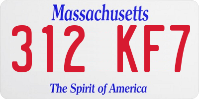 MA license plate 312KF7