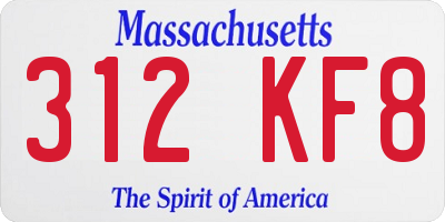 MA license plate 312KF8