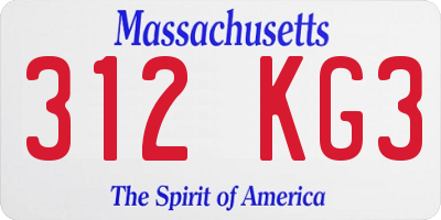 MA license plate 312KG3