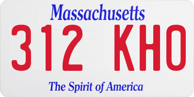 MA license plate 312KH0