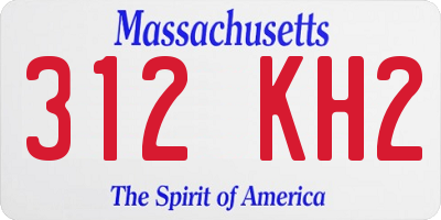 MA license plate 312KH2