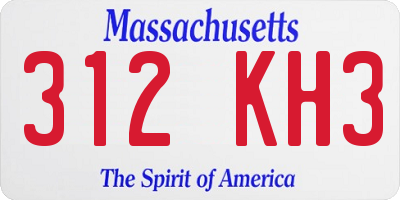 MA license plate 312KH3