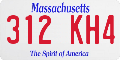 MA license plate 312KH4