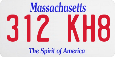 MA license plate 312KH8
