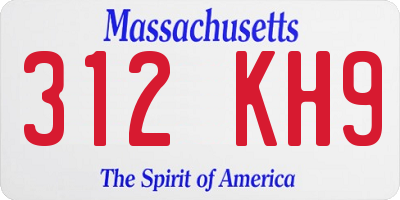 MA license plate 312KH9