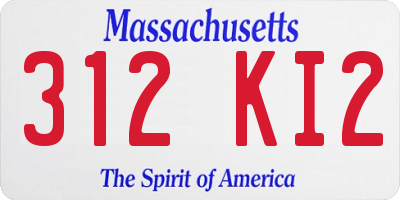 MA license plate 312KI2
