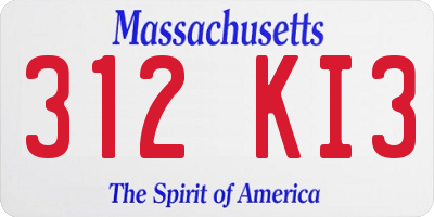 MA license plate 312KI3