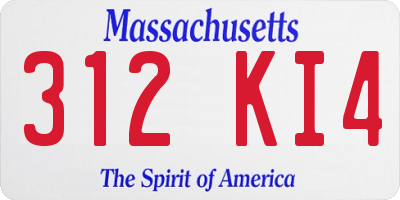 MA license plate 312KI4