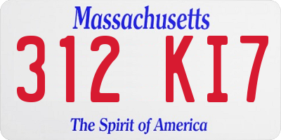 MA license plate 312KI7