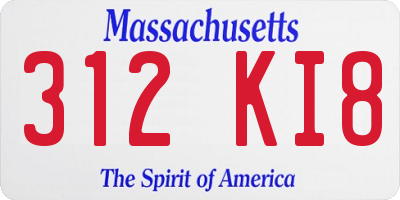 MA license plate 312KI8