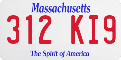 MA license plate 312KI9