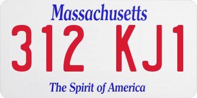MA license plate 312KJ1