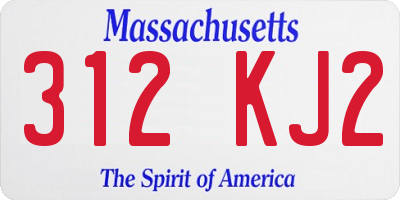 MA license plate 312KJ2
