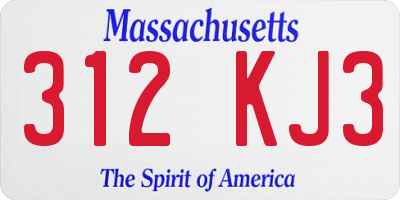 MA license plate 312KJ3
