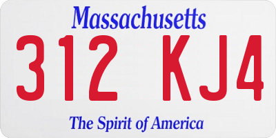 MA license plate 312KJ4