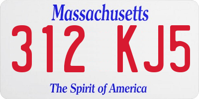 MA license plate 312KJ5