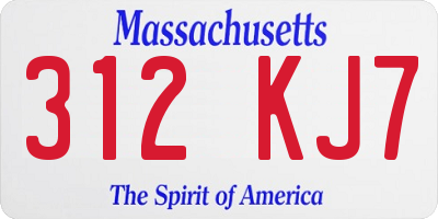 MA license plate 312KJ7