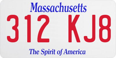 MA license plate 312KJ8