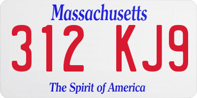 MA license plate 312KJ9