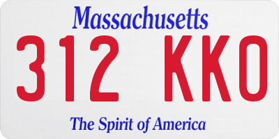 MA license plate 312KK0