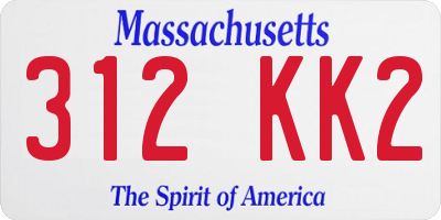 MA license plate 312KK2