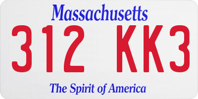 MA license plate 312KK3