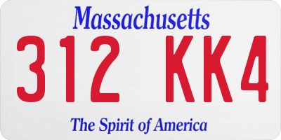 MA license plate 312KK4