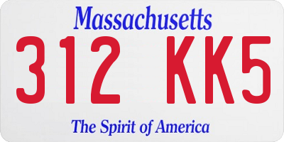 MA license plate 312KK5