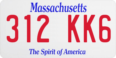 MA license plate 312KK6