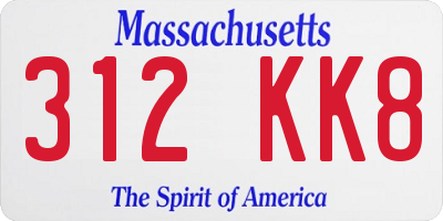 MA license plate 312KK8