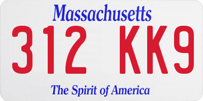 MA license plate 312KK9