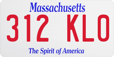 MA license plate 312KL0