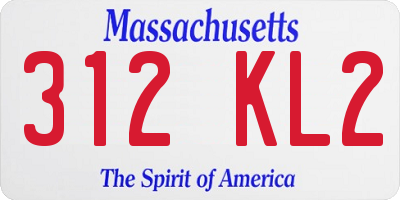 MA license plate 312KL2