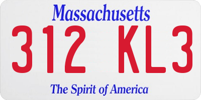 MA license plate 312KL3