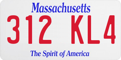 MA license plate 312KL4