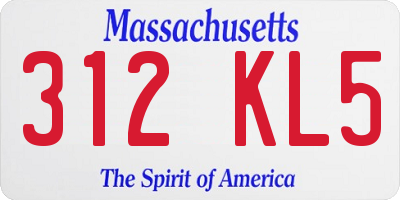 MA license plate 312KL5