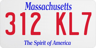 MA license plate 312KL7